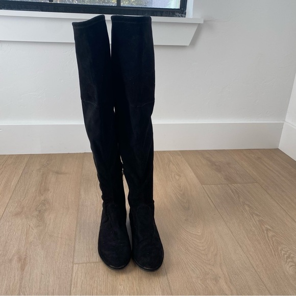 Marc Fisher Women's Humor 2 Faux Suede Over Knee Boots in Black - Picture 2 of 5